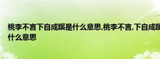 桃李不言下自成蹊是什么意思,桃李不言,下自成蹊.这句话是什么意思