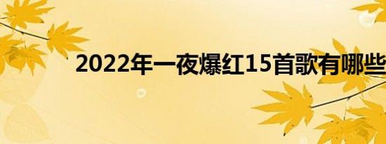 2022年一夜爆红15首歌有哪些