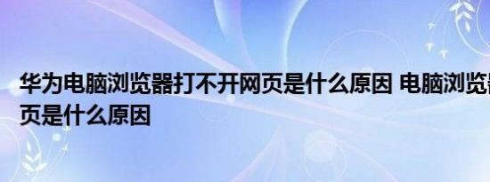 华为电脑浏览器打不开网页是什么原因 电脑浏览器打不开网页是什么原因 