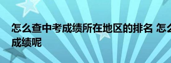 怎么查中考成绩所在地区的排名 怎么查中考成绩呢 