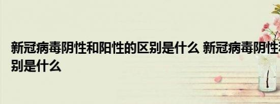 新冠病毒阴性和阳性的区别是什么 新冠病毒阴性和阳性的区别是什么 