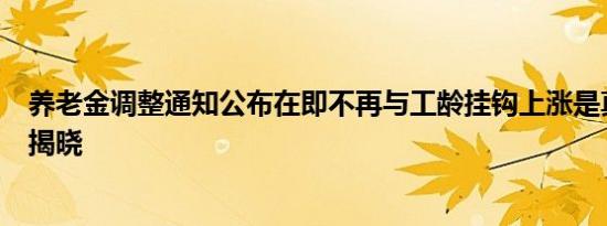 养老金调整通知公布在即不再与工龄挂钩上涨是真的吗真相揭晓