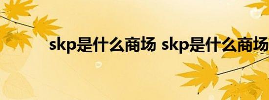 skp是什么商场 skp是什么商场 