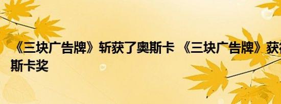 《三块广告牌》斩获了奥斯卡 《三块广告牌》获得了什么奥斯卡奖 