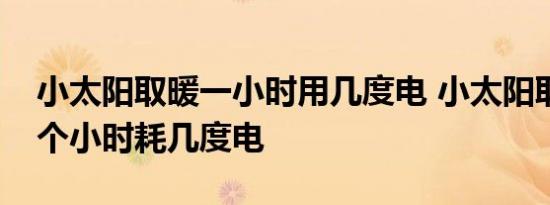 小太阳取暖一小时用几度电 小太阳取暖器一个小时耗几度电 