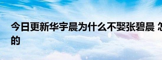 今日更新华宇晨为什么不娶张碧晨 怎么认识的