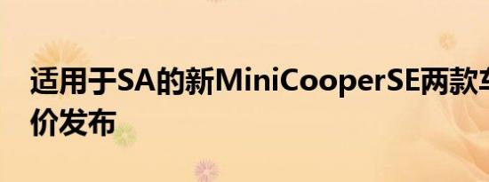 适用于SA的新MiniCooperSE两款车型的全价发布