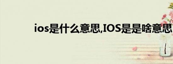 ios是什么意思,IOS是是啥意思