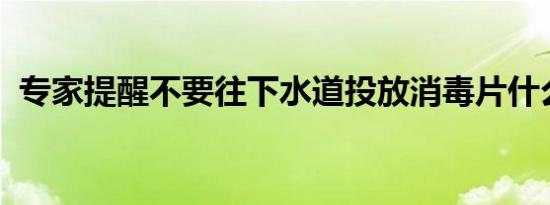 专家提醒不要往下水道投放消毒片什么情况