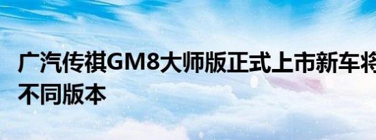 广汽传祺GM8大师版正式上市新车将带来2个不同版本