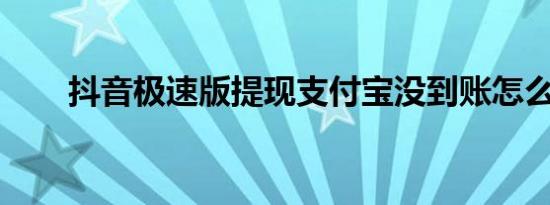 抖音极速版提现支付宝没到账怎么办