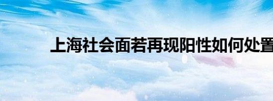 上海社会面若再现阳性如何处置