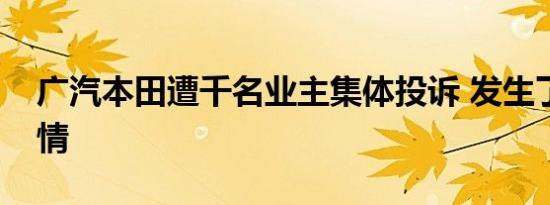 广汽本田遭千名业主集体投诉 发生了什么事情