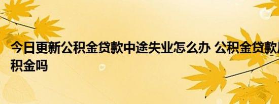 今日更新公积金贷款中途失业怎么办 公积金贷款后能断交公积金吗