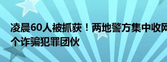 凌晨60人被抓获！两地警方集中收网 打掉多个诈骗犯罪团伙