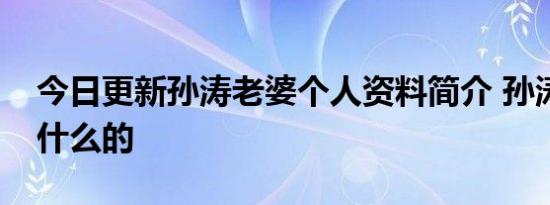 今日更新孙涛老婆个人资料简介 孙涛老婆做什么的