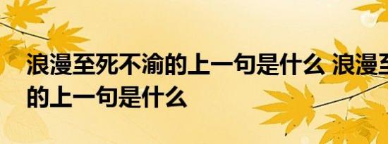 浪漫至死不渝的上一句是什么 浪漫至死不渝的上一句是什么 