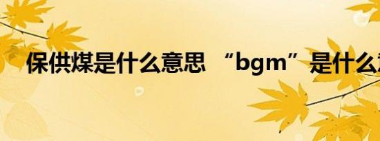 保供煤是什么意思 “bgm”是什么意思 