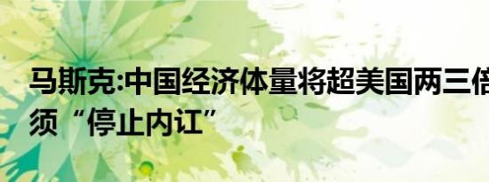 马斯克:中国经济体量将超美国两三倍 美国必须“停止内讧”