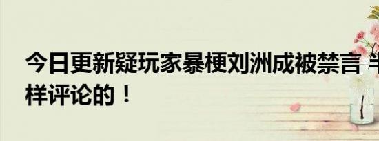 今日更新疑玩家暴梗刘洲成被禁言 半月谈这样评论的！