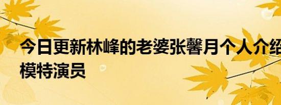 今日更新林峰的老婆张馨月个人介绍 是一名模特演员