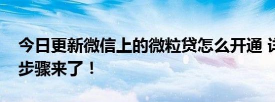 今日更新微信上的微粒贷怎么开通 详细操作步骤来了！