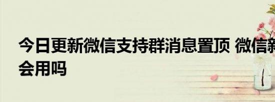 今日更新微信支持群消息置顶 微信新功能你会用吗