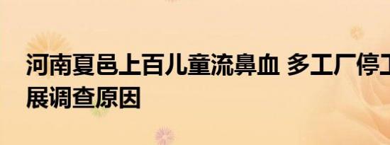 今日更新河南夏邑上百儿童流鼻血 多工厂停工官方开展调查原因