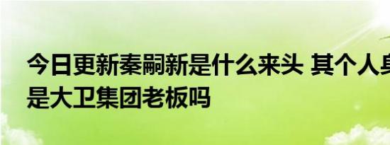 今日更新秦嗣新是什么来头 其个人身份简介是大卫集团老板吗