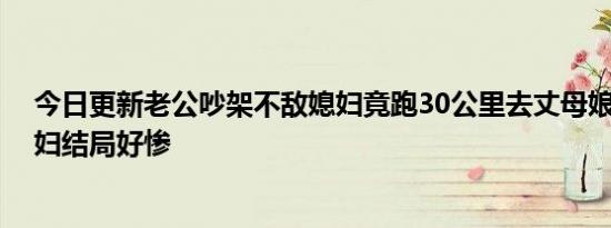 今日更新老公吵架不敌媳妇竟跑30公里去丈母娘家告状 媳妇结局好惨