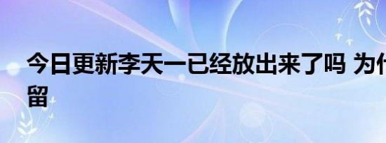 今日更新李天一已经放出来了吗 为什么会拘留