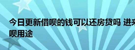 今日更新借呗的钱可以还房贷吗 进来了解借呗用途