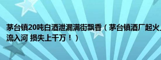 茅台镇20吨白酒泄漏满街飘香（茅台镇酒厂起火上百吨酱酒流入河 损失上千万！）