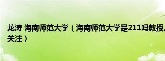 龙涛 海南师范大学（海南师范大学是211吗教授龙涛简历引关注）