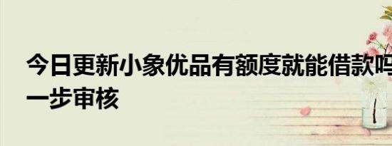 今日更新小象优品有额度就能借款吗 需要进一步审核