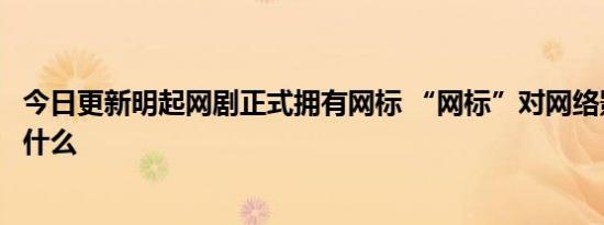 今日更新明起网剧正式拥有网标 “网标”对网络影视意味着什么