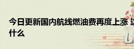 今日更新国内航线燃油费再度上涨 这意味着什么