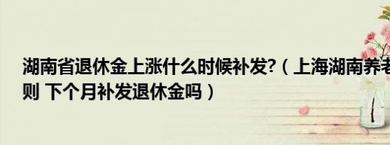 湖南省退休金上涨什么时候补发?（上海湖南养老金调整细则 下个月补发退休金吗）