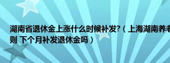 湖南省退休金上涨什么时候补发?（上海湖南养老金调整细则 下个月补发退休金吗）