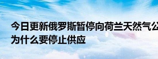 今日更新俄罗斯暂停向荷兰天然气公司供气 为什么要停止供应