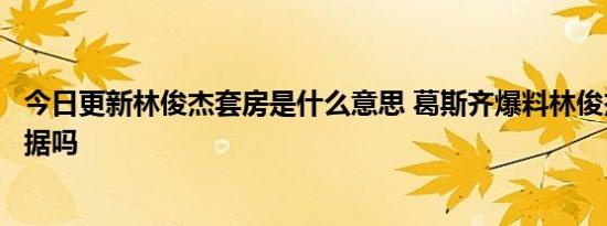 今日更新林俊杰套房是什么意思 葛斯齐爆料林俊杰有实锤证据吗