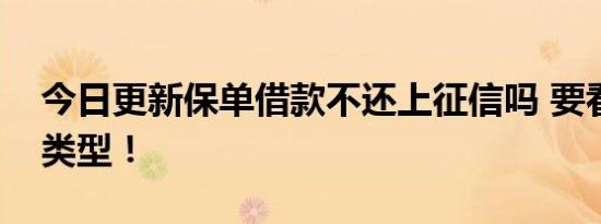 今日更新保单借款不还上征信吗 要看贷款的类型！