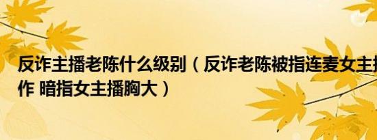 反诈主播老陈什么级别（反诈老陈被指连麦女主播做不雅动作 暗指女主播胸大）