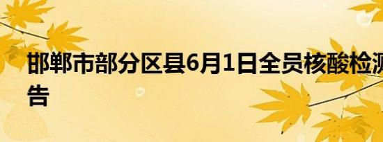 邯郸市部分区县6月1日全员核酸检测结果通告