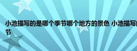 小池描写的是哪个季节哪个地方的景色 小池描写的是哪个季节 