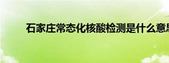 石家庄常态化核酸检测是什么意思