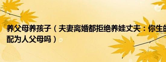 养父母养孩子（夫妻离婚都拒绝养娃丈夫：你生的你养 这也配为人父母吗）