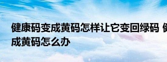 健康码变成黄码怎样让它变回绿码 健康码变成黄码怎么办 