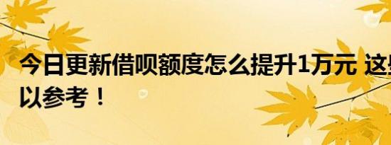 今日更新借呗额度怎么提升1万元 这些技巧可以参考！