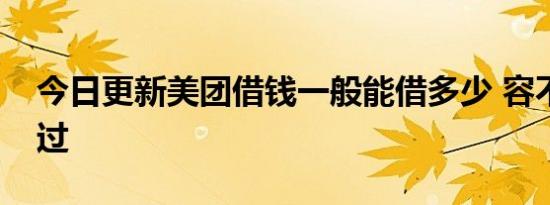 今日更新美团借钱一般能借多少 容不容易通过